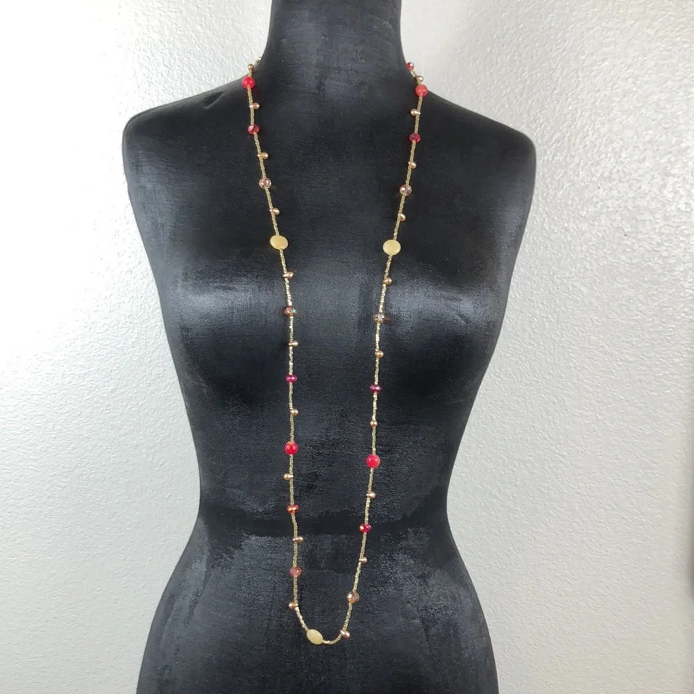 Long Necklace Glass And Seed Bead Magnetic Closure Fairy Boho - Picture 5 of 15
